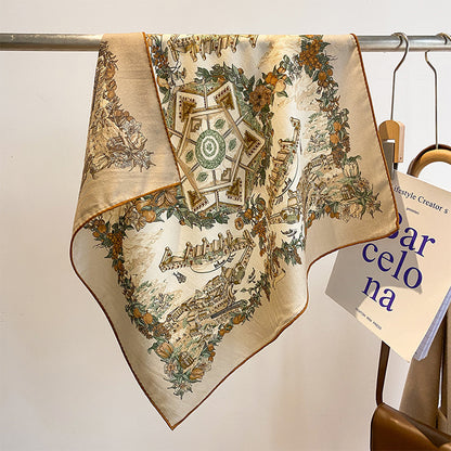 Tropical Jungle Double-color Silk Wool Square Scarf