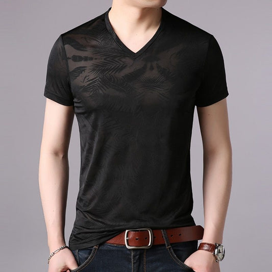 Men's ice silk short sleeve T-shirt