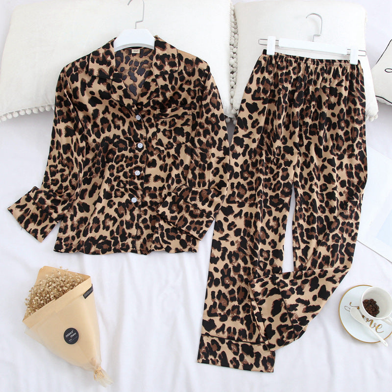 Spring and Autumn Ice Silk Homewear Set