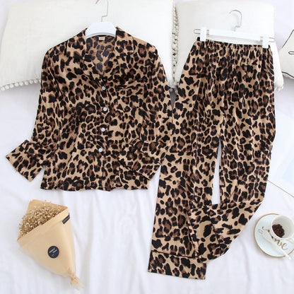 Spring and Autumn Ice Silk Homewear Set