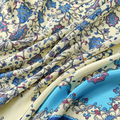 Printed Artificial Silk Square Scarf 90cm Versatile Fashion Headscarf