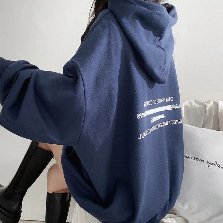 Velvet Padded Hooded Sweatshirt Women's Coat