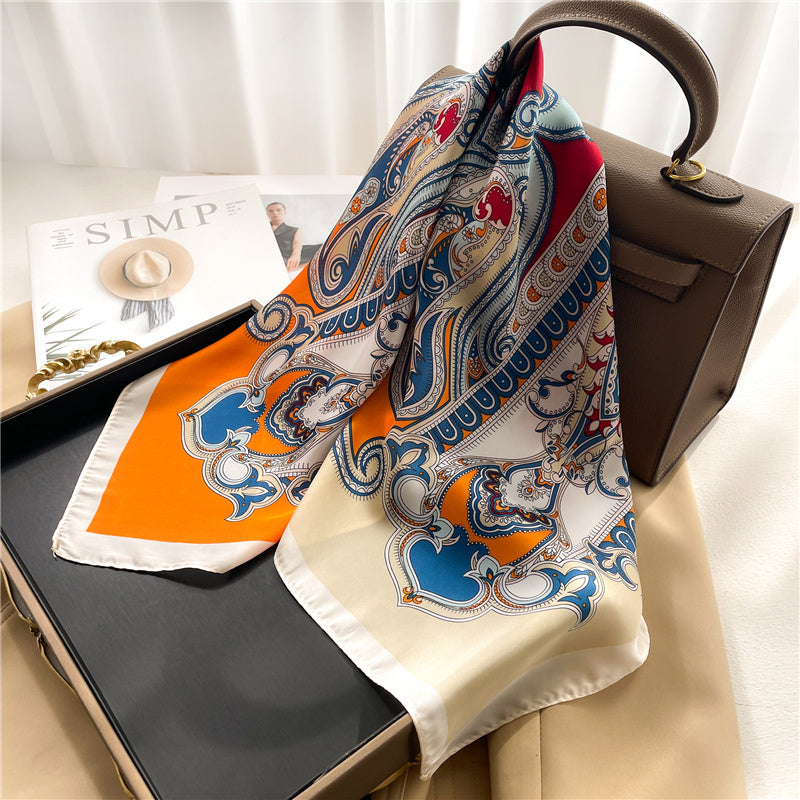 Silk Square Scarf Women's Neck Warmer Women's Hair Band