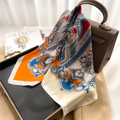 Silk Square Scarf Women's Neck Warmer Women's Hair Band