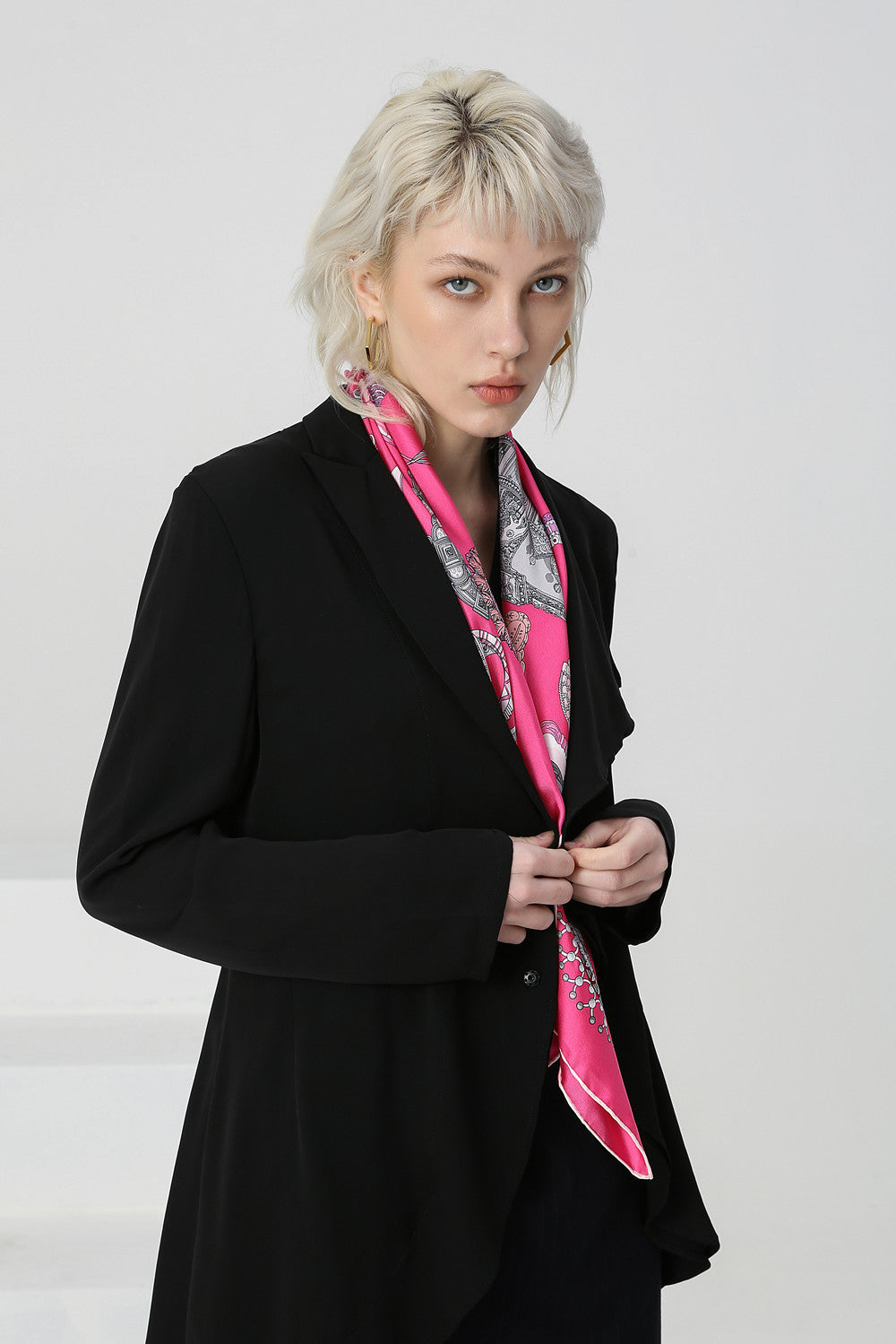 Screen Print Fuschia Silk Scarf