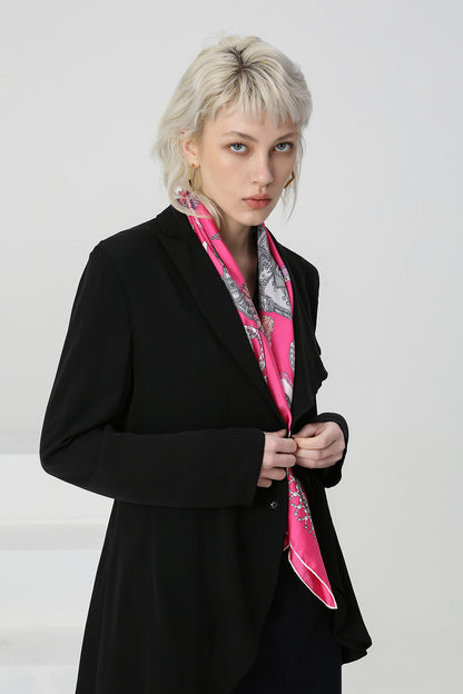 Screen Print Fuschia Silk Scarf