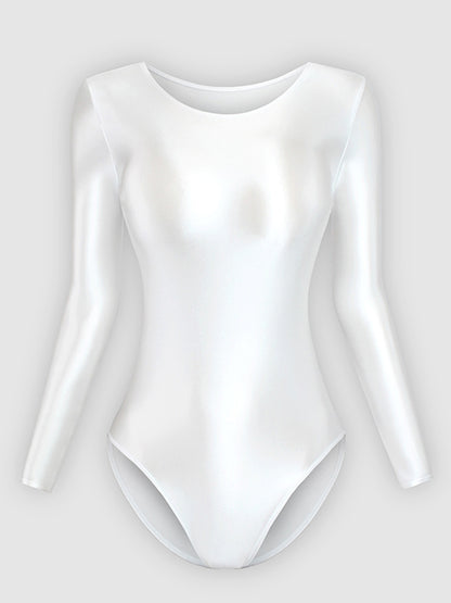 Women's Tight Glossy Silk One-piece Swimsuit Solid Color