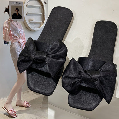 Women's Fashion Solid Color Silk Bow Shoes