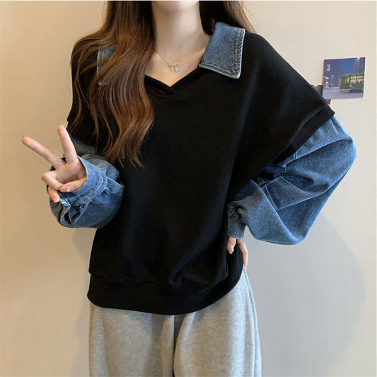 Denim Illusion Elegance Sweater