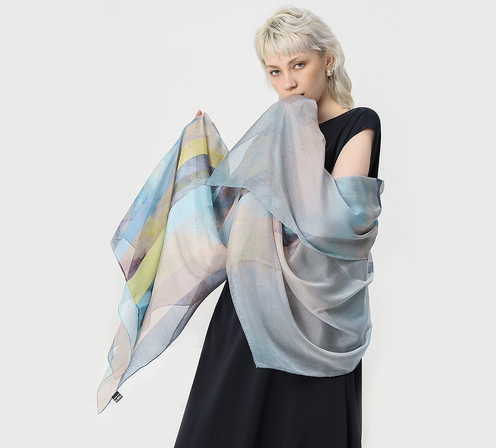 Silk Georgette satin scarf summer sunscreen towel beach towel