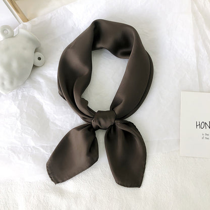 Pure color ladies tie wrap silk scarf