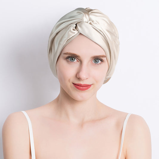 Seamless Silk Double-layer Cross Nightcap
