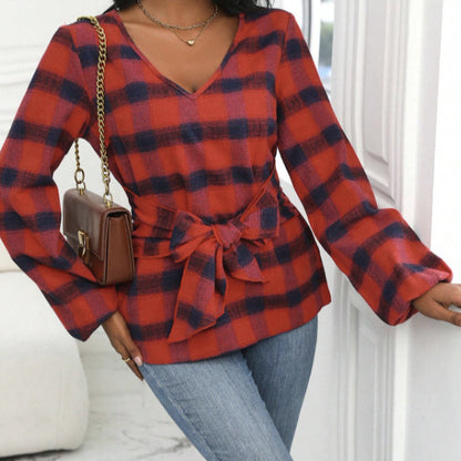 CheckFlair Bow Blouse