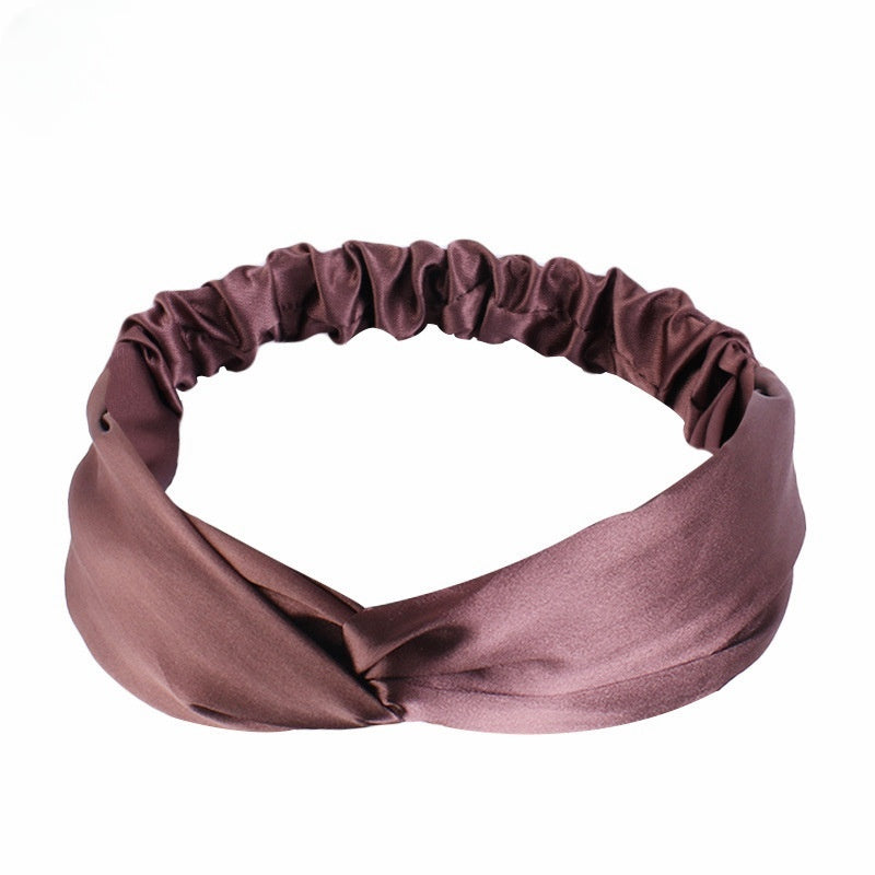 Artificial Silk Cross Headband Hair Band Hair Care Cover Elastic Satin Headband