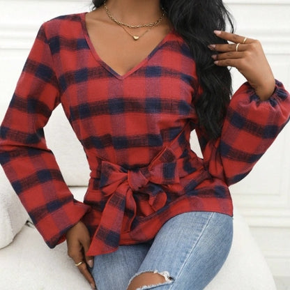 CheckFlair Bow Blouse