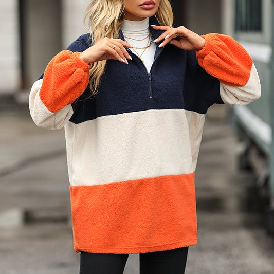 VelvetStripe Patchwork Pullover