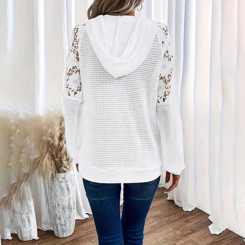 LaceAura Sheer Sleeve Hoodie