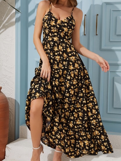 BloomCharm Backless Maxi Dress