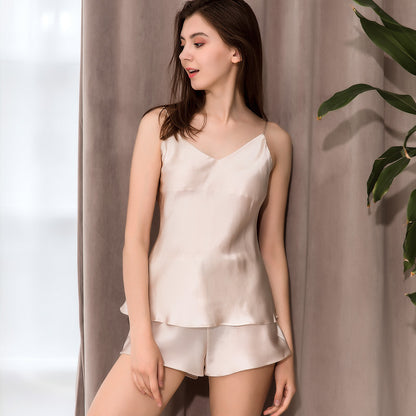 Silk thin sexy suspender shorts