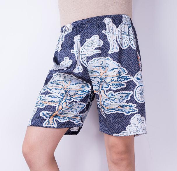 Ice Silk Pajama Pants Men's Shorts Loose Summer Thin Style Spinning Silk Home Trousers Silk Big Pants Plus Size Can Be Worn Outside
