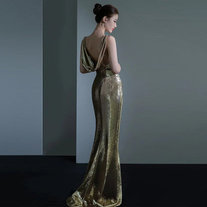 Siren Dusk – Sequin Backless Fishtail Gown