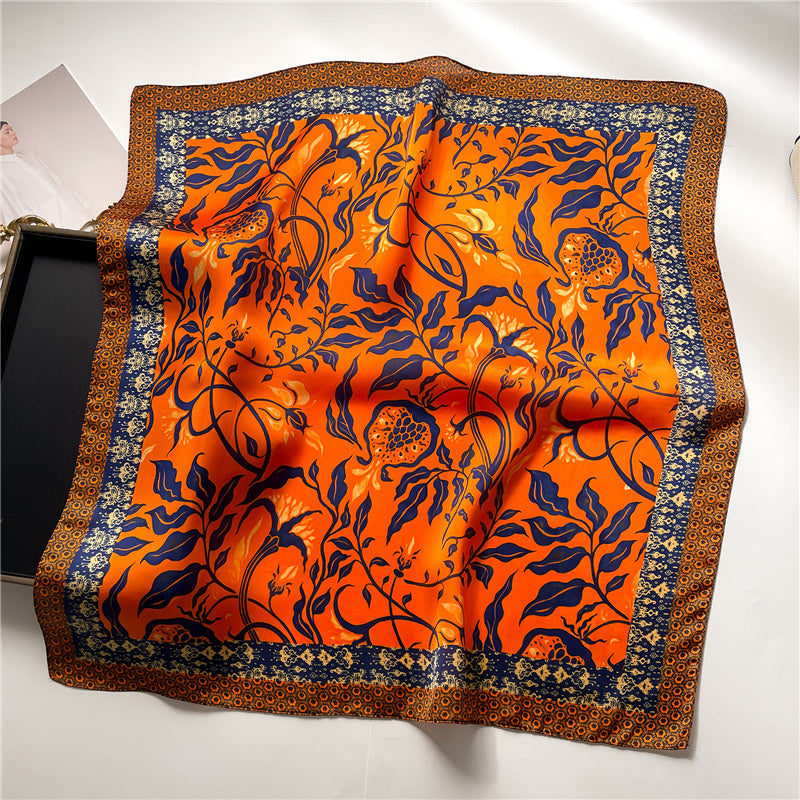 Silk Square Scarf Women's Neck Warmer Women's Hair Band