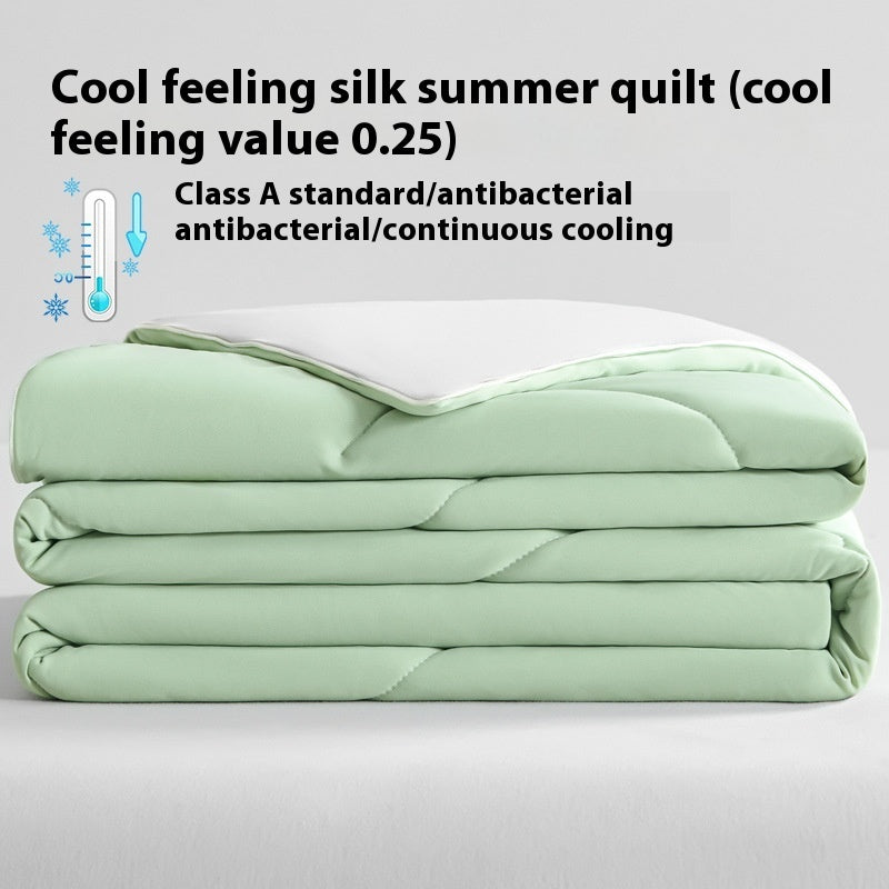 Pure Color Cool Silk Summer Blanket Airable Cover Single Double Summer Ice Cream Ice Silk Summer Quilt Machine Washable Thin Duvet