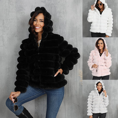 FauxFur Stride Hooded Jacket