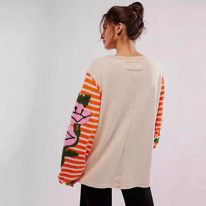 ThornBloom Embroidered Patchwork Sweater