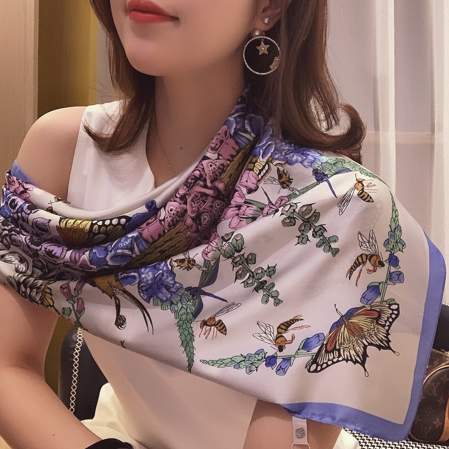 Silk Scarf Autumn And Winter Women's Plain Curling Square Scarf Multicolor Printing Striped Red Silk Scarf
