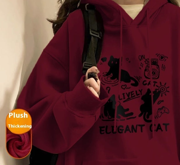 Hoodie Women Autumn And Winter Fashion Fashion Plus Cashmere Is Slimming Shoulders
