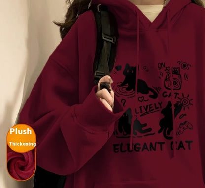 Hoodie Women Autumn And Winter Fashion Fashion Plus Cashmere Is Slimming Shoulders
