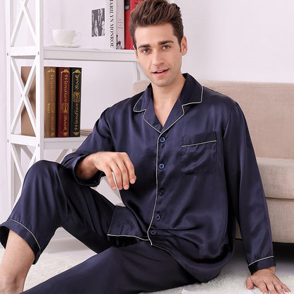 Silk pajamas spring and summer long-sleeved two-piece suit