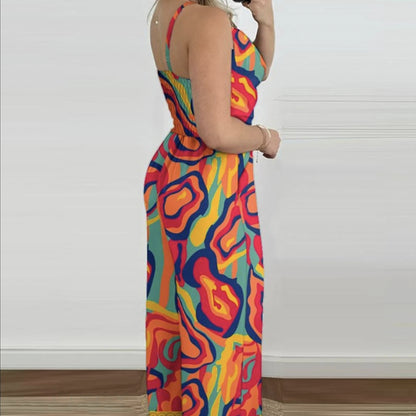 Virella Print V-Neck Jumpsuit