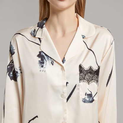 Women's Fashion Indoor Cool Feeling Ice Silk Pajamas Set