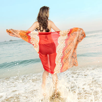 Spring And Autumn New Silk Scarf Versatile Decorative Winter Artificial Silk Beach Towel