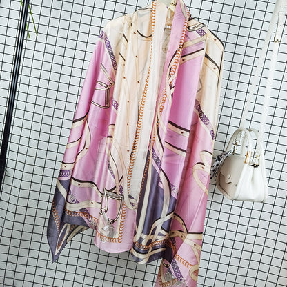 Outdoor All-match Printed Silk Scarf Women's Thin Silk Sunscreen And Breathable
