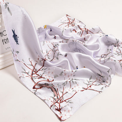 Silk Women's Square Scarf Exquisite Design Pattern Printing