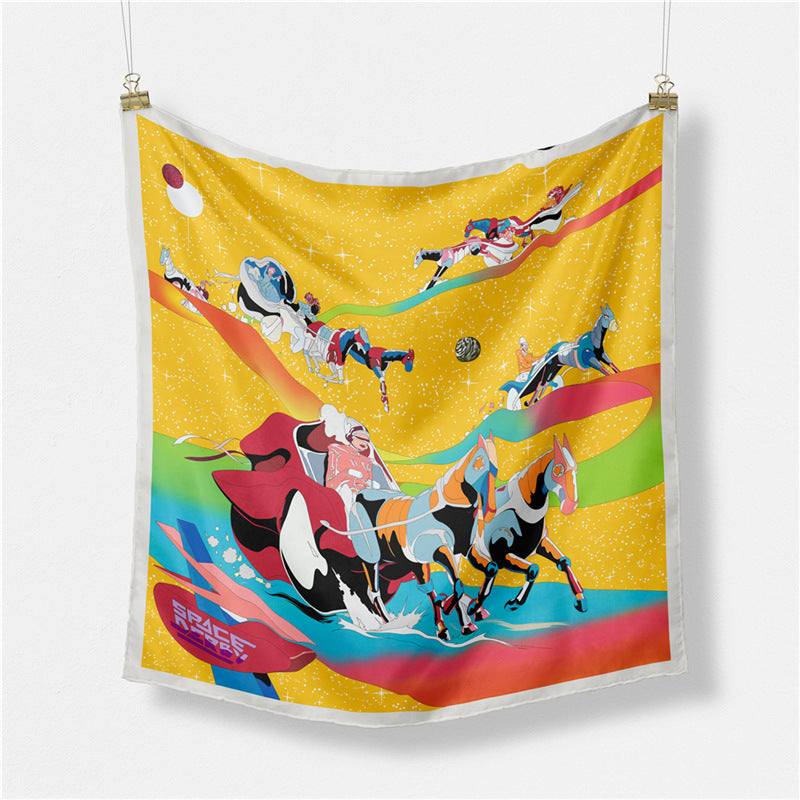 Fashion Simple Print Twill Versatile Temperament Silk Scarf