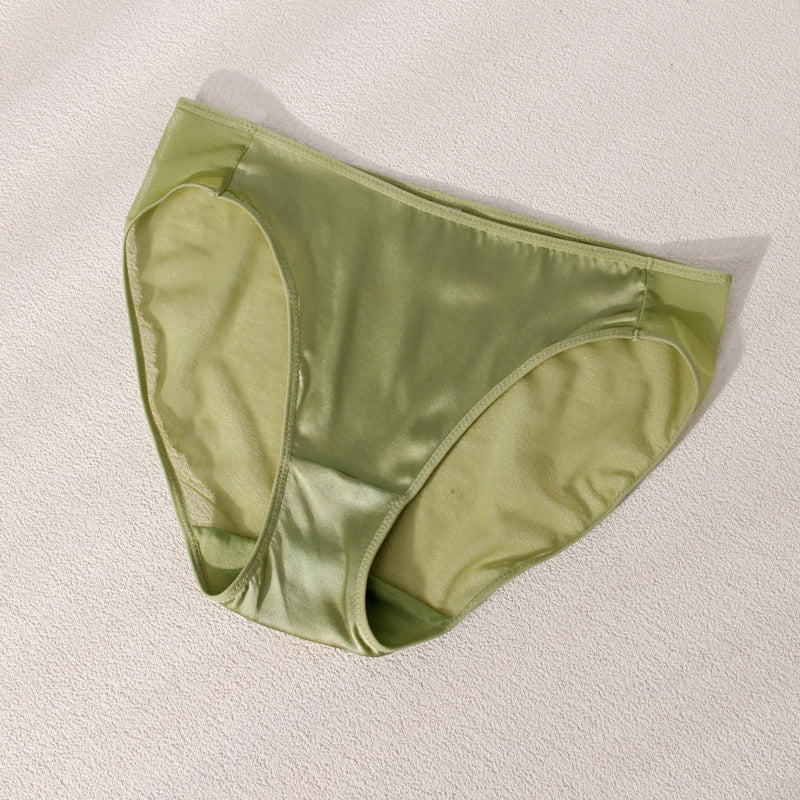 Knitted Mid-waist Silk Satin Mesh Mulberry Silk Underwear
