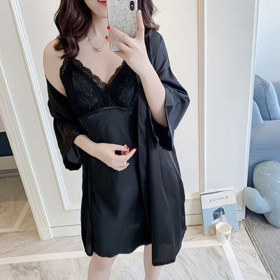 Two-piece silk pajamas