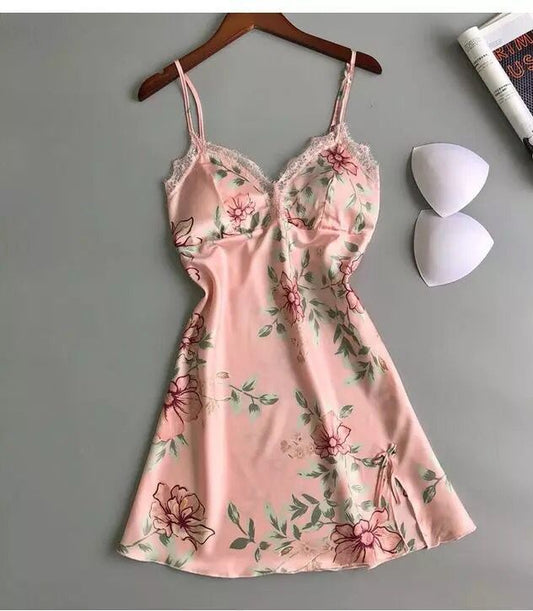 Ladies printed ice silk nightdress