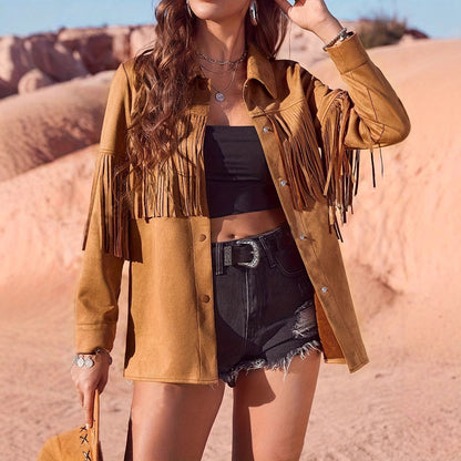 PrairieMuse Suede Fringe Jacket