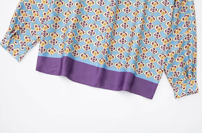 Geometric-print Silk-satin Shirt Set