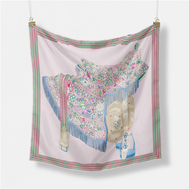 Fashion Simple Print Twill Versatile Temperament Silk Scarf