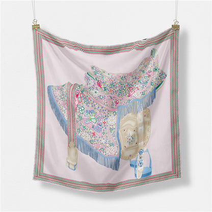 Fashion Simple Print Twill Versatile Temperament Silk Scarf