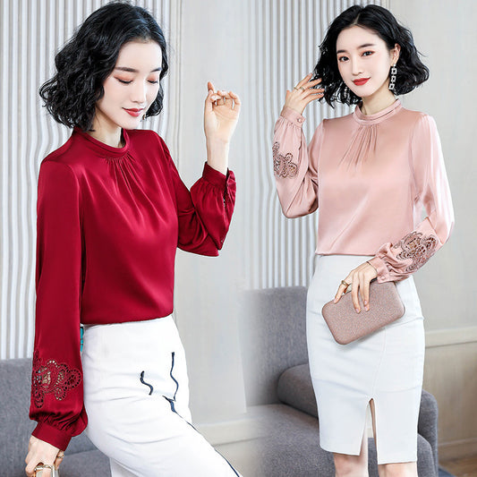 Fashionable Western-style Slim Fit And Thin  Silk Embroidered Top