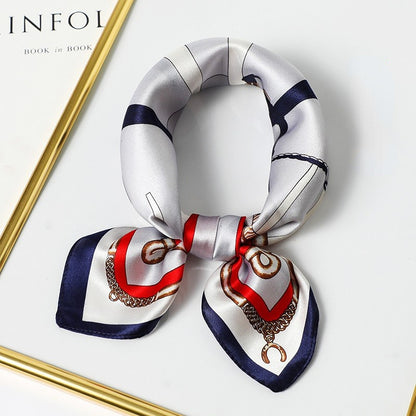 Silk Scarf Women's Spring And Summer New Fashion Professional All-match Printing Satin Silk Small Square Scarf Soft Scarf