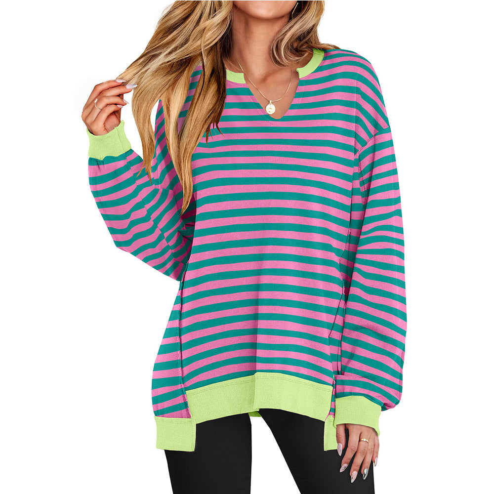 VivaStripe V-Neck Sweatshirt