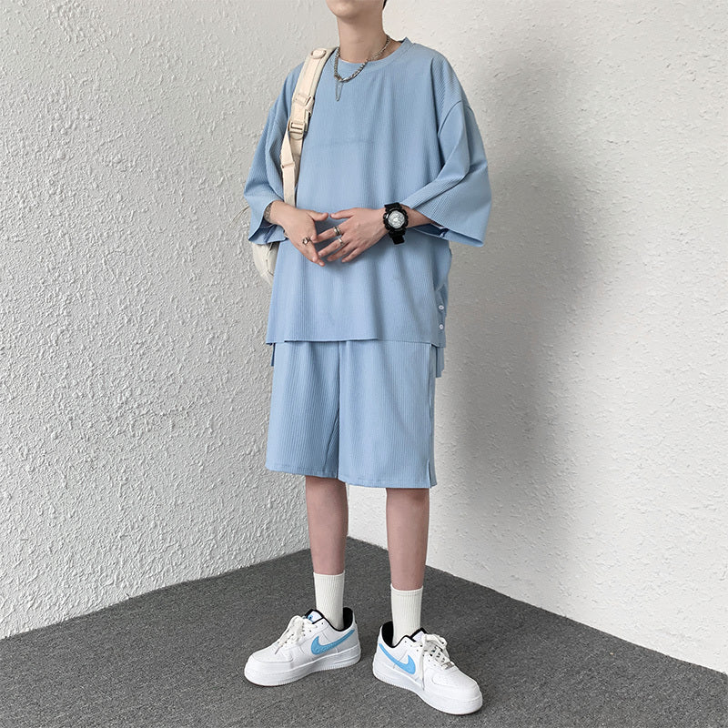 Ice Silk Leisure Sports Suit Men's Loose Japanese